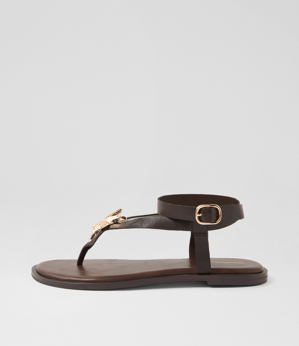 【MOLLINI /モリーニ】LETHER TONGS East Brown Leather Thongs by Mollini