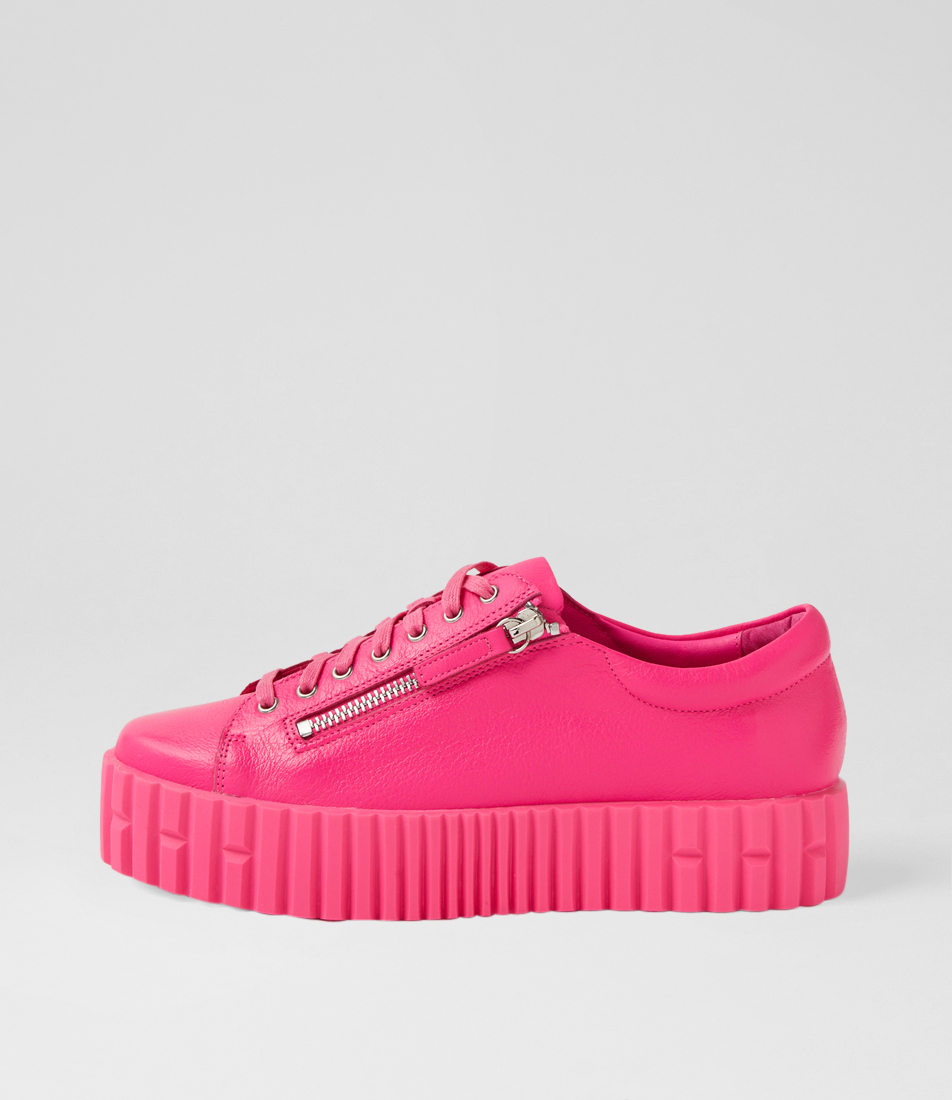 【PORTERNA】Jackie tongue sneakers Laila Hot Pink Leather Sneakers by Django & Juliette | Shop