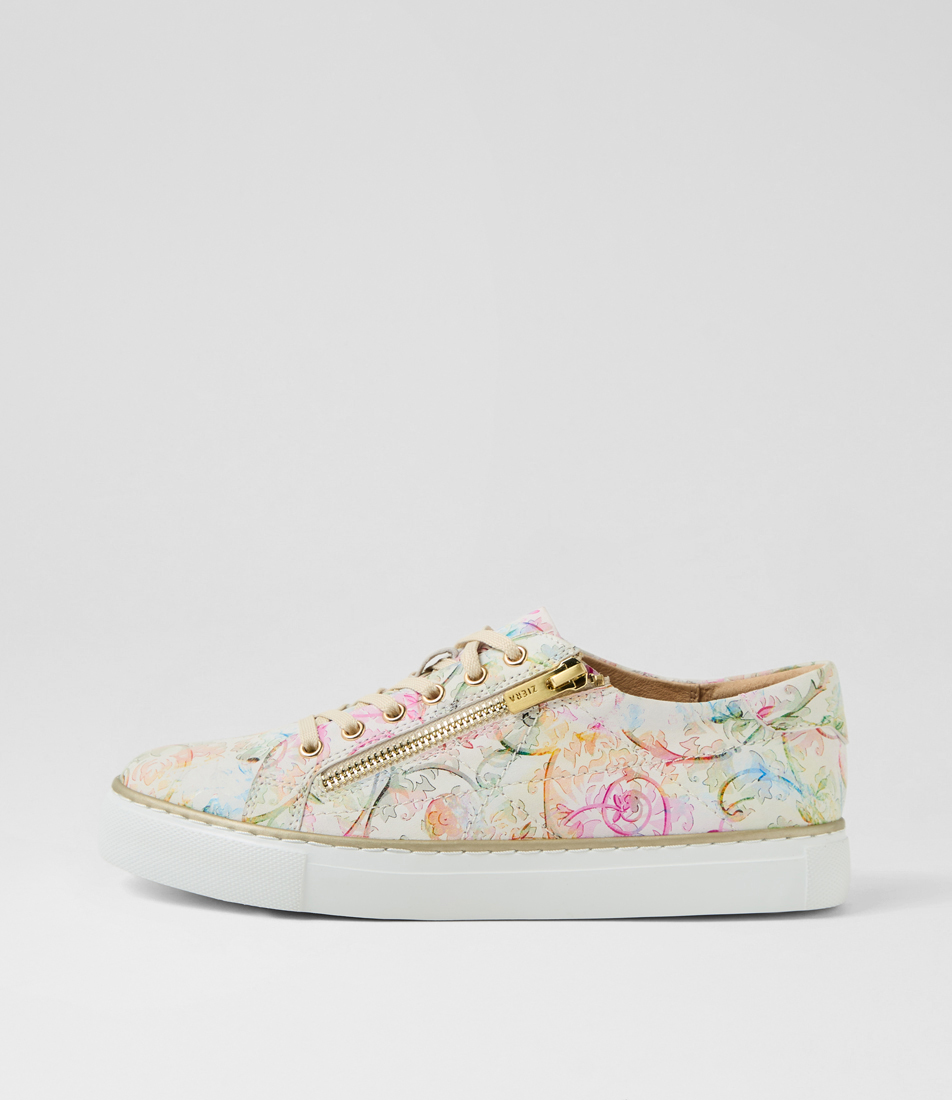 Solar Xf White Bright Fireworks Leather Sneakers by Ziera