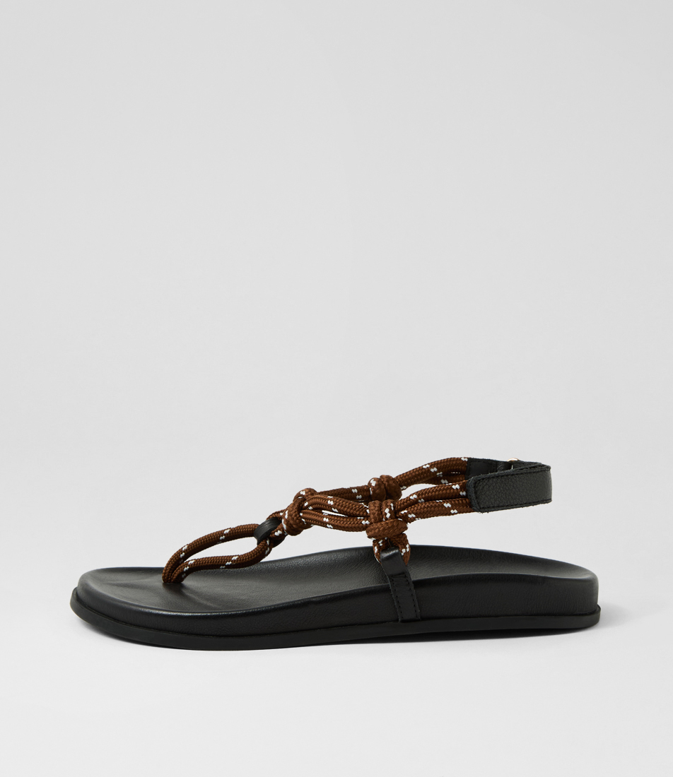 East Brown Leather Thongs by Mollini