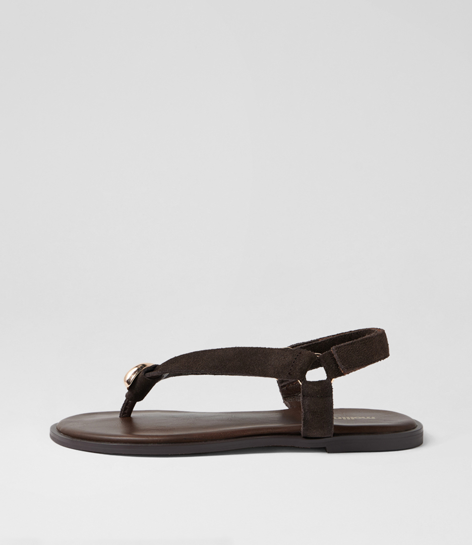 East Brown Leather Thongs by Mollini