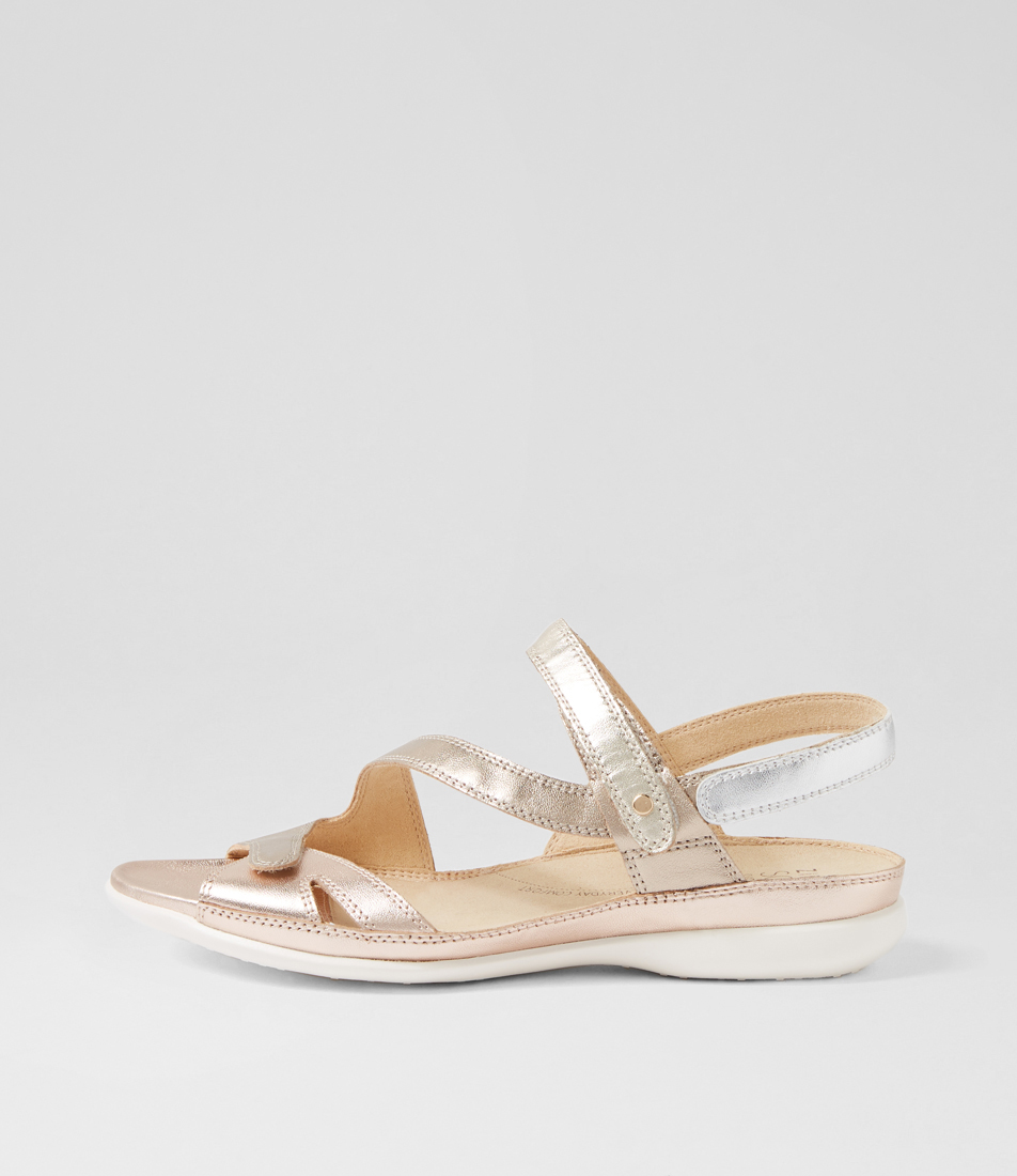 Ulover W Pale Gold Leather Elastic Sandals by Ziera | Shop