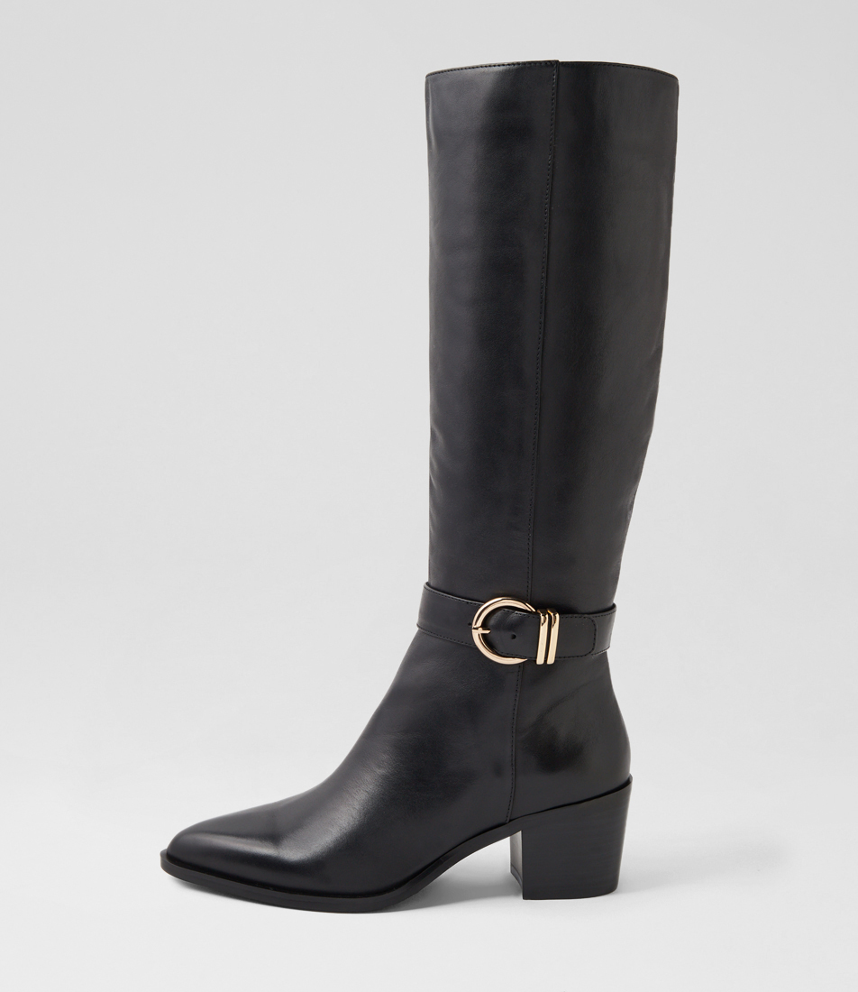 Makes Black Leather Knee High Boots by Supersoft | Shop