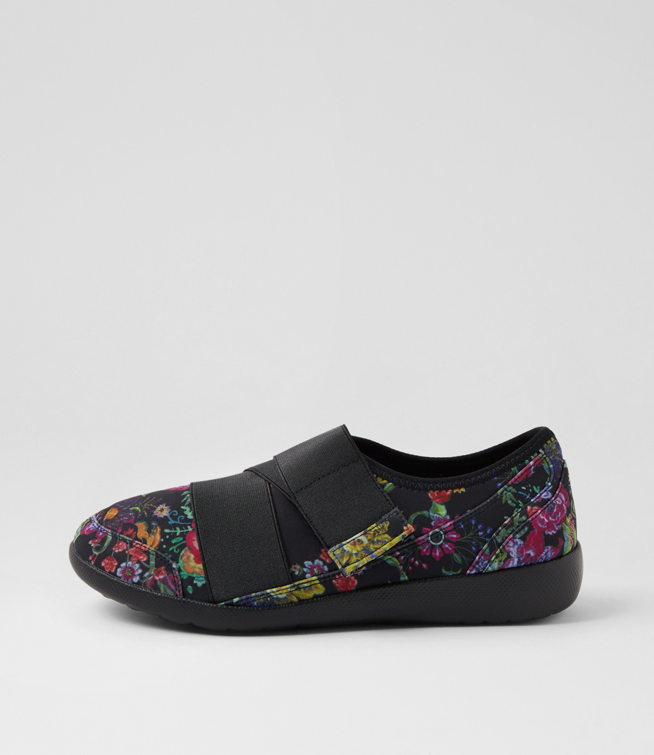 Delilah Xf Black Floral Embossed Leather Sneakers by Ziera